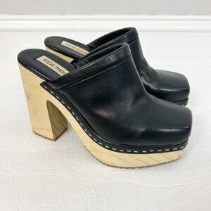 Steve Madden Black Leather Clogs Sz 7